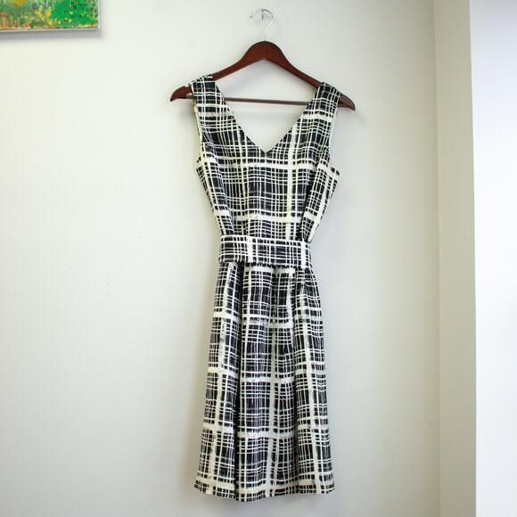 Talbots Plaid Asymmetric Sleeveless Wrap Waist Cocktail Dress Size 6P - Picture 1 of 8